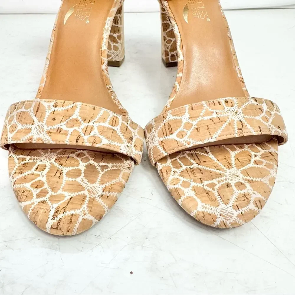 Aerosoles Bird of Paradise Cork Combo Sandal Heels Size 8